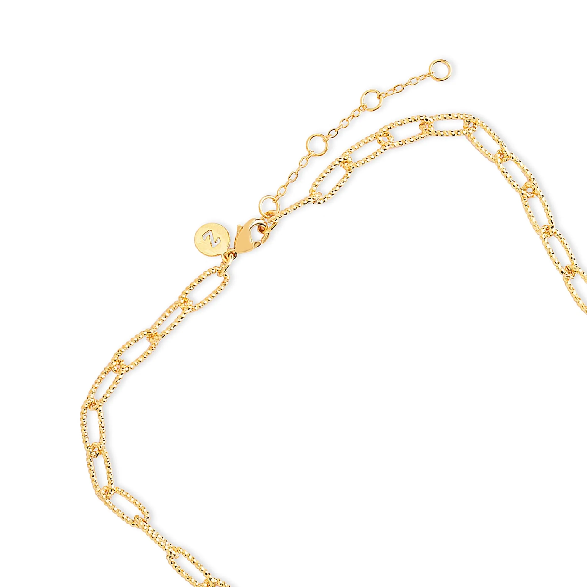 Real Gold Plated Gold Z Diamond Cut Stamp Chain Necklace