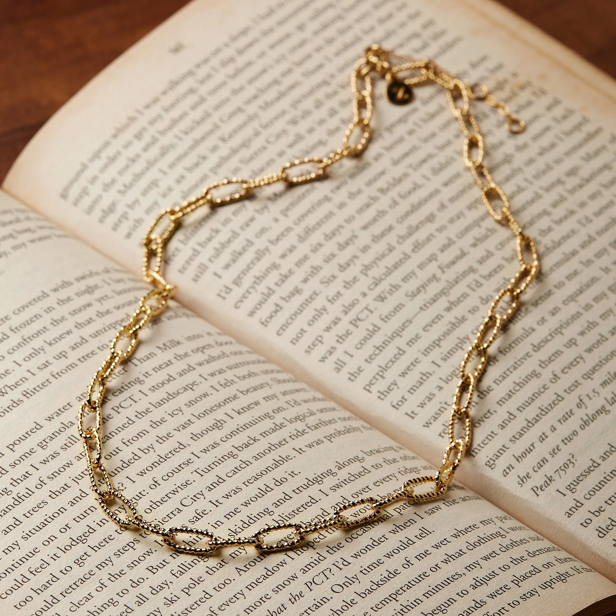 Real Gold Plated Gold Z Diamond Cut Stamp Chain Necklace