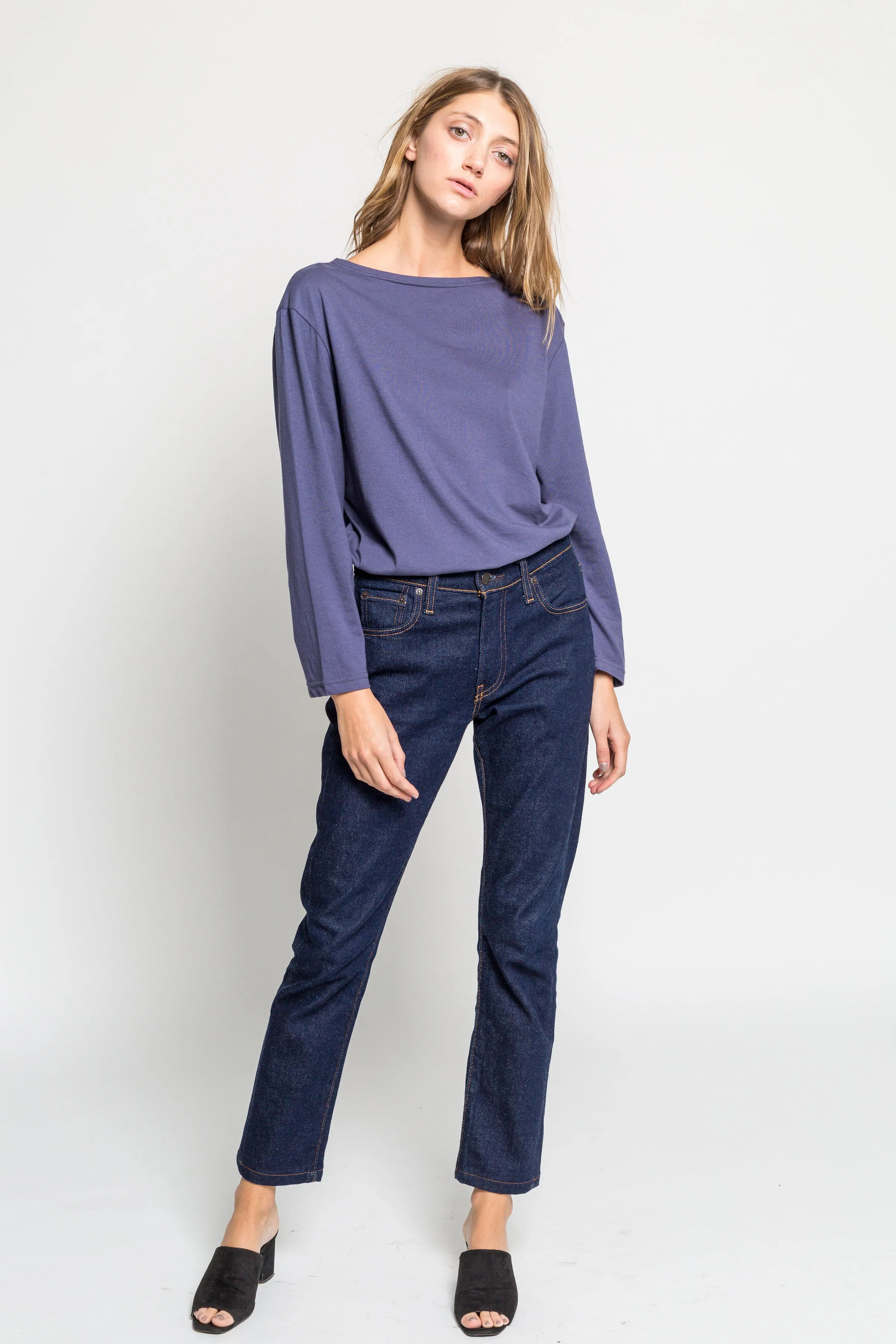 Relaxed Boatneck Long Sleeve Top