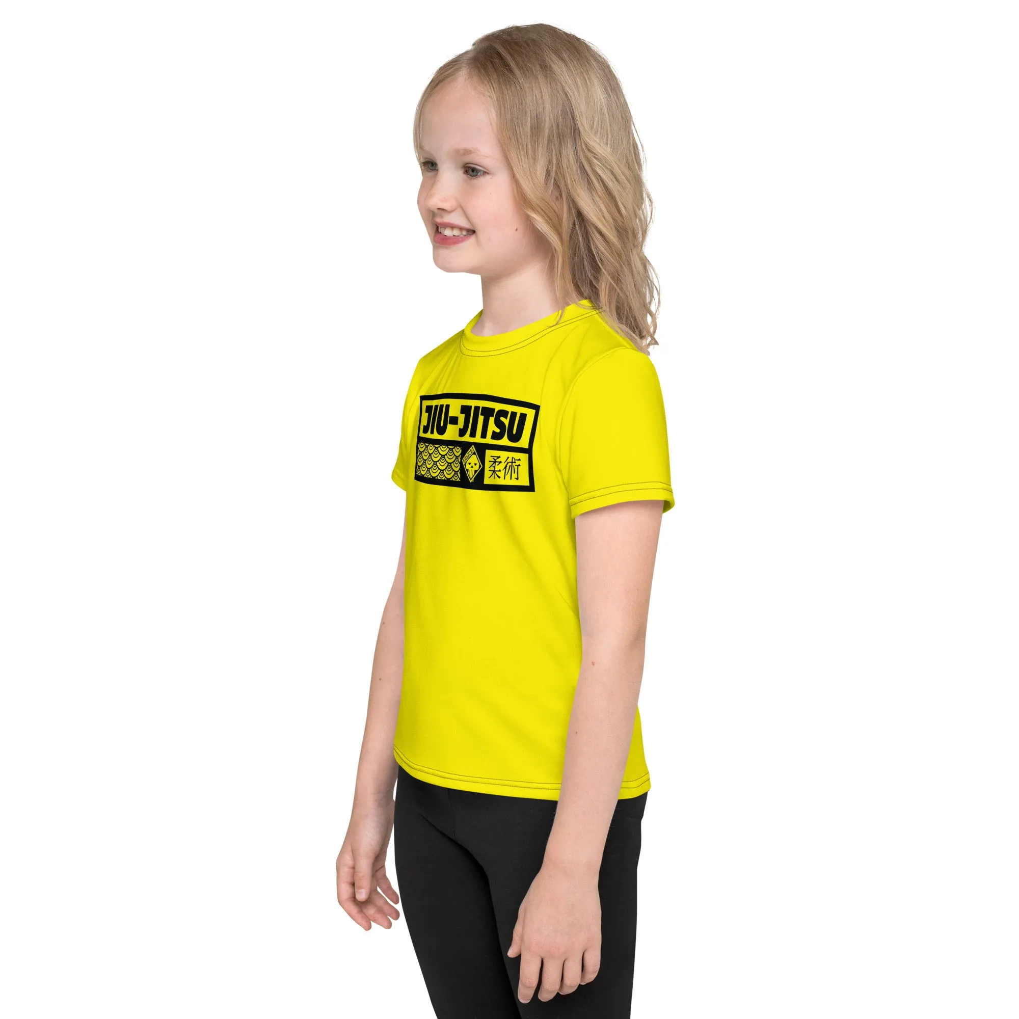 Reliable Comfort: Girl's Short Sleeve Jiu-Jitsu Rash Guard - Golden Sun