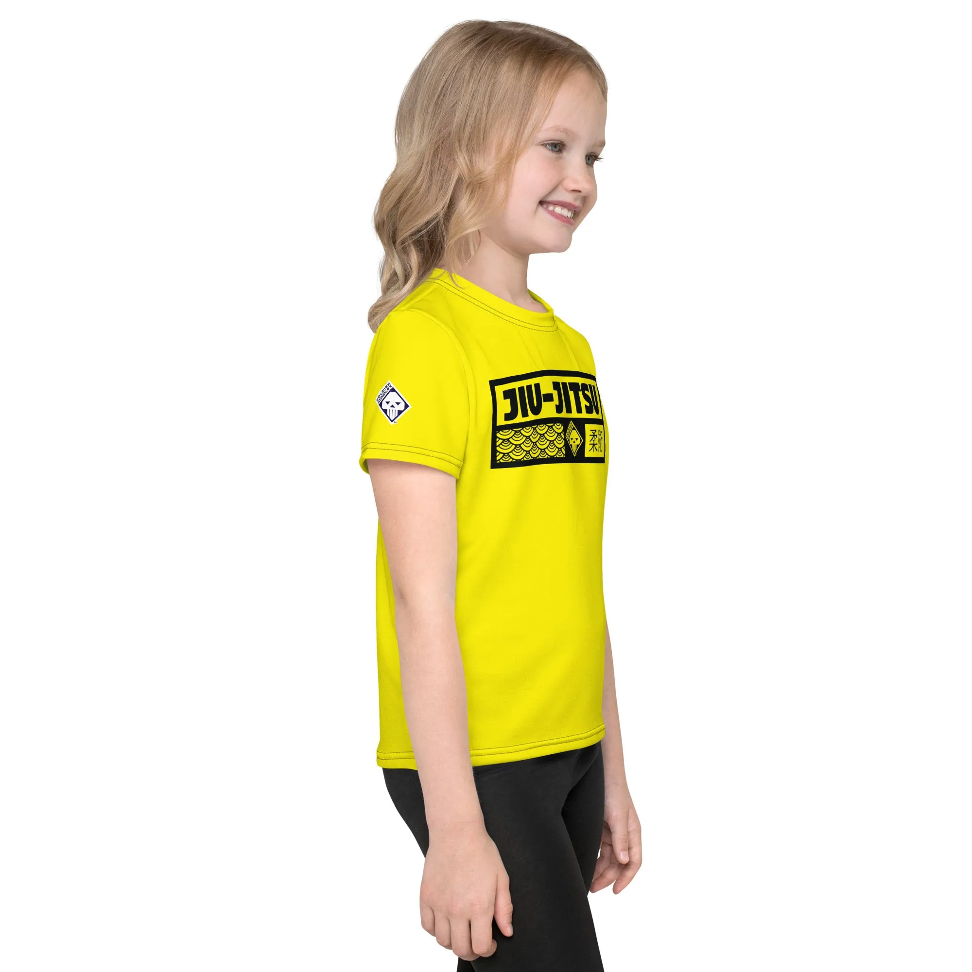 Reliable Comfort: Girl's Short Sleeve Jiu-Jitsu Rash Guard - Golden Sun