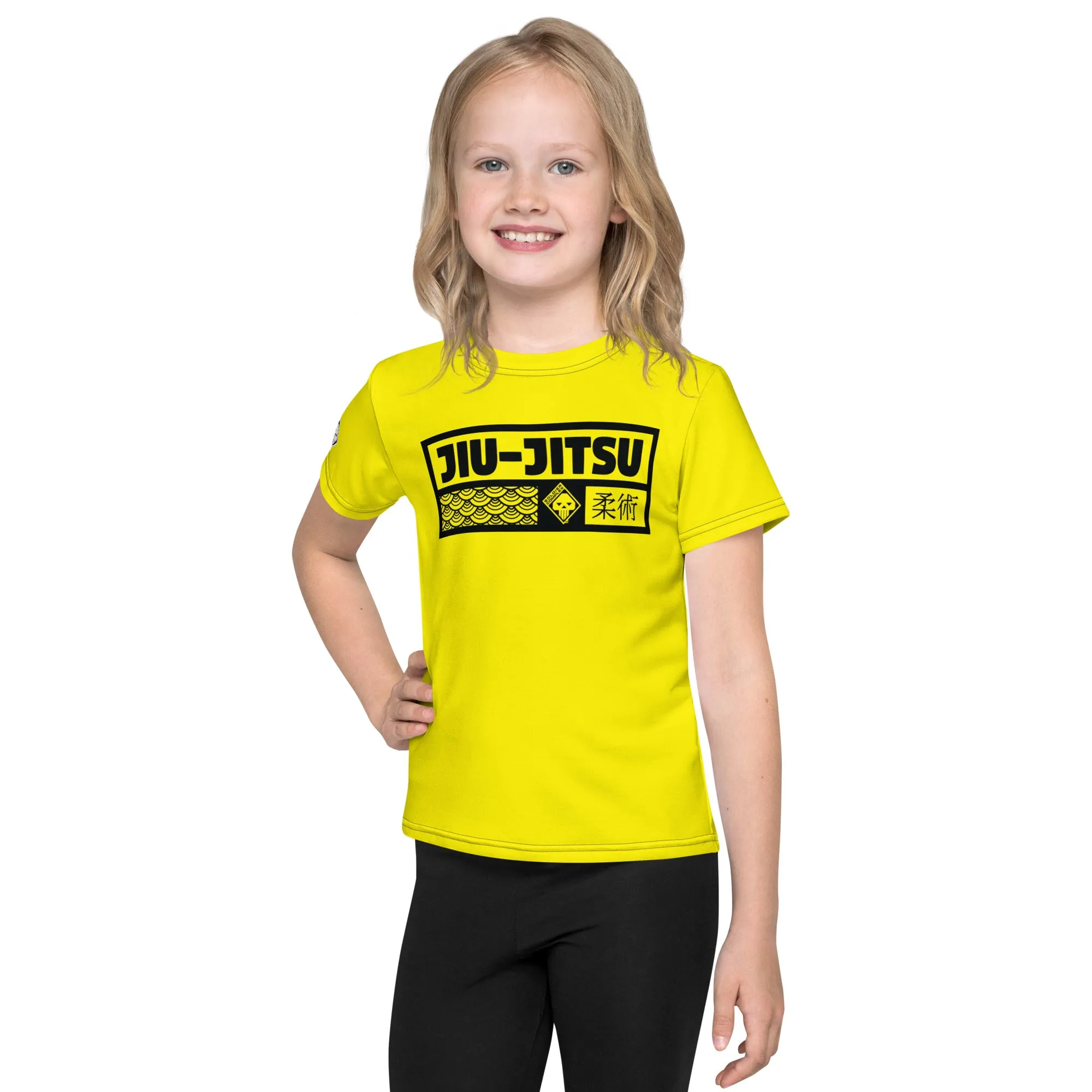 Reliable Comfort: Girl's Short Sleeve Jiu-Jitsu Rash Guard - Golden Sun