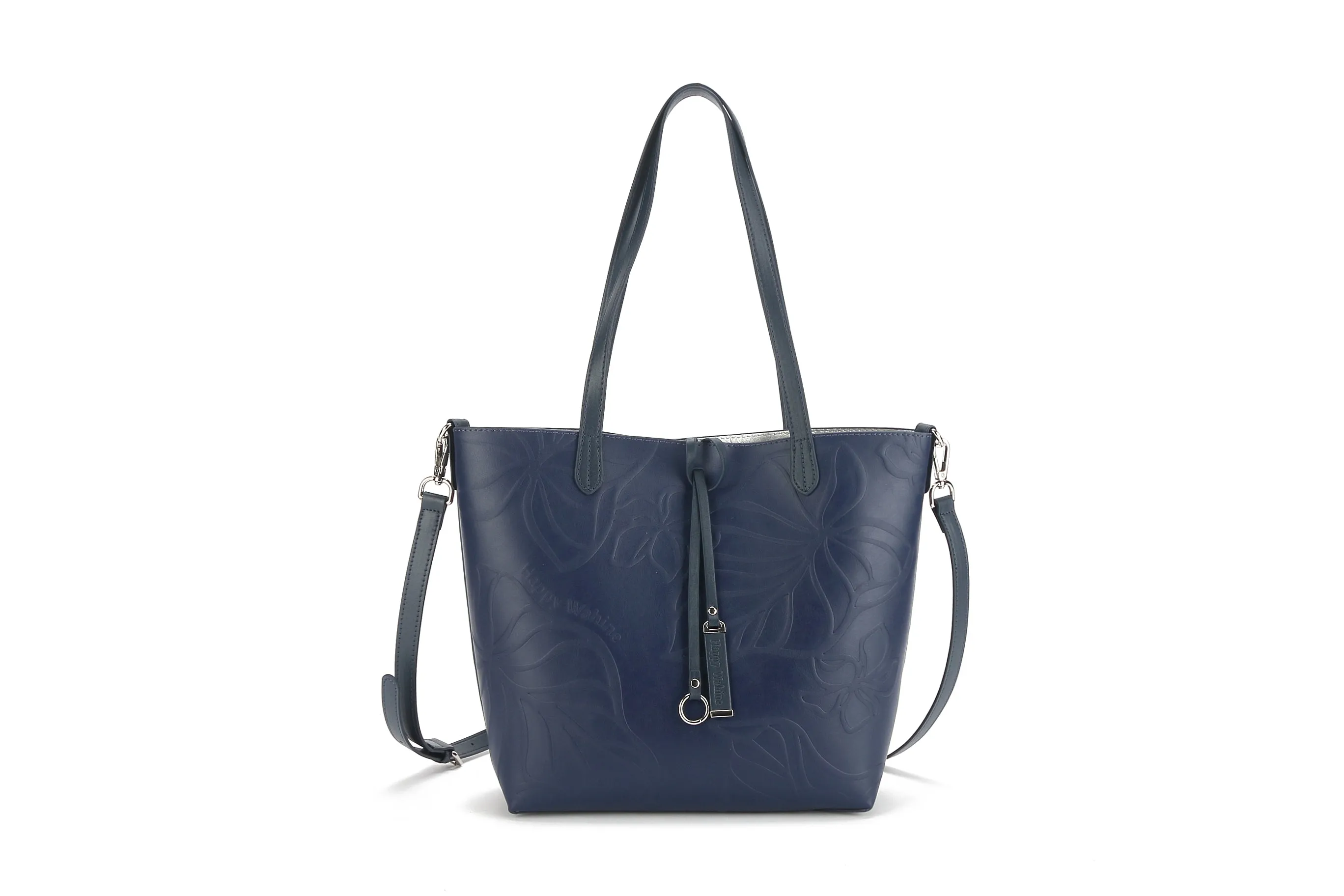 Reversible Tote Nancy Small Kalo Embossed Navy