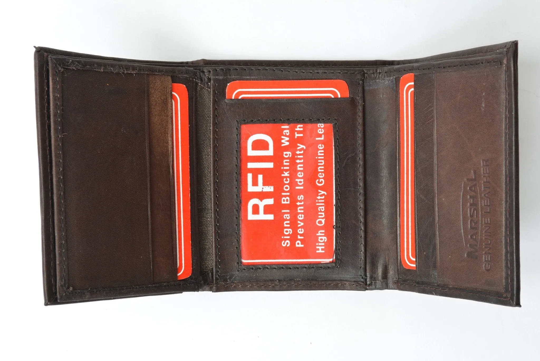 RFID Men's Trifold Leather Wallet RFID Blocking