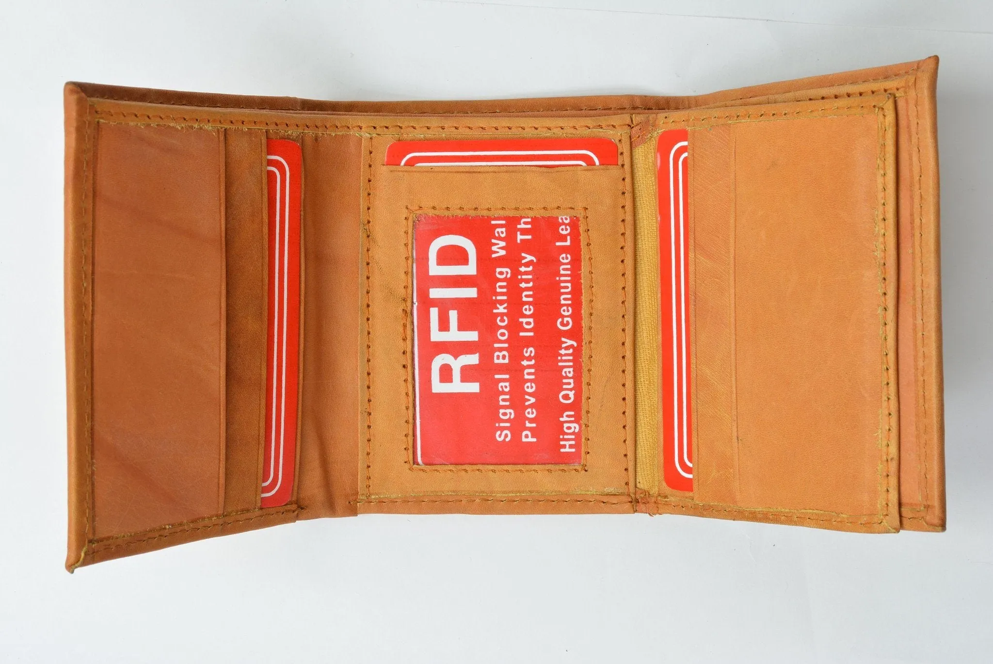 RFID Men's Trifold Leather Wallet RFID Blocking