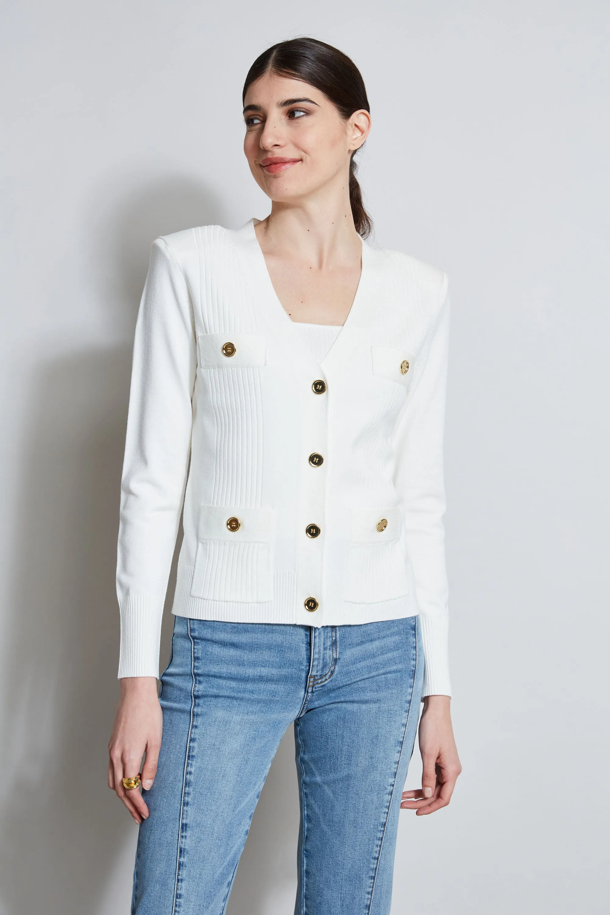 Rib Button Sweater