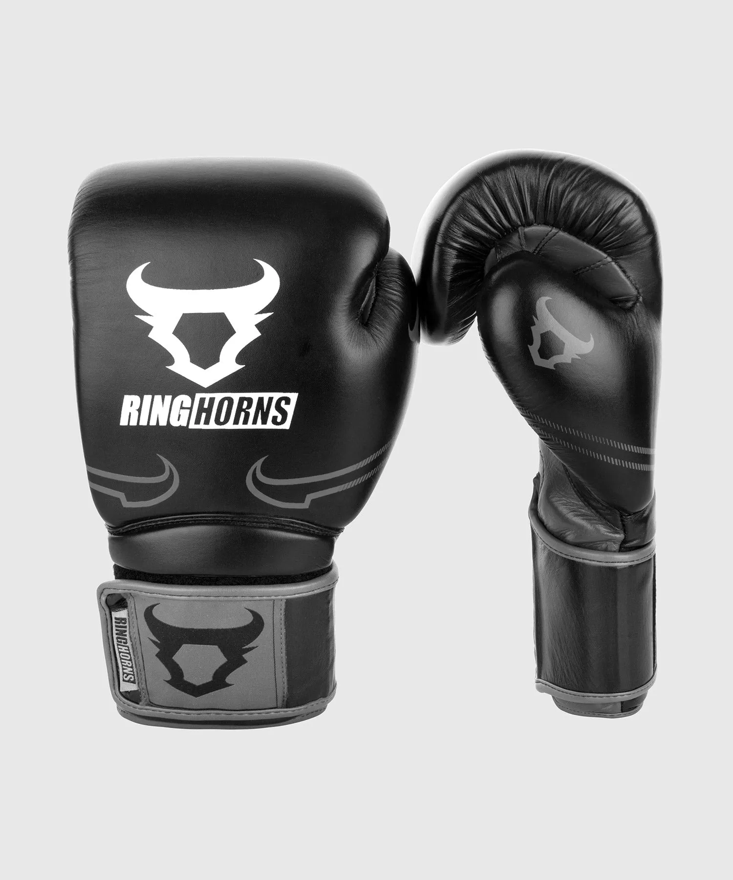 Ringhorns Destroyer Boxing Gloves - Leather - Black/Grey