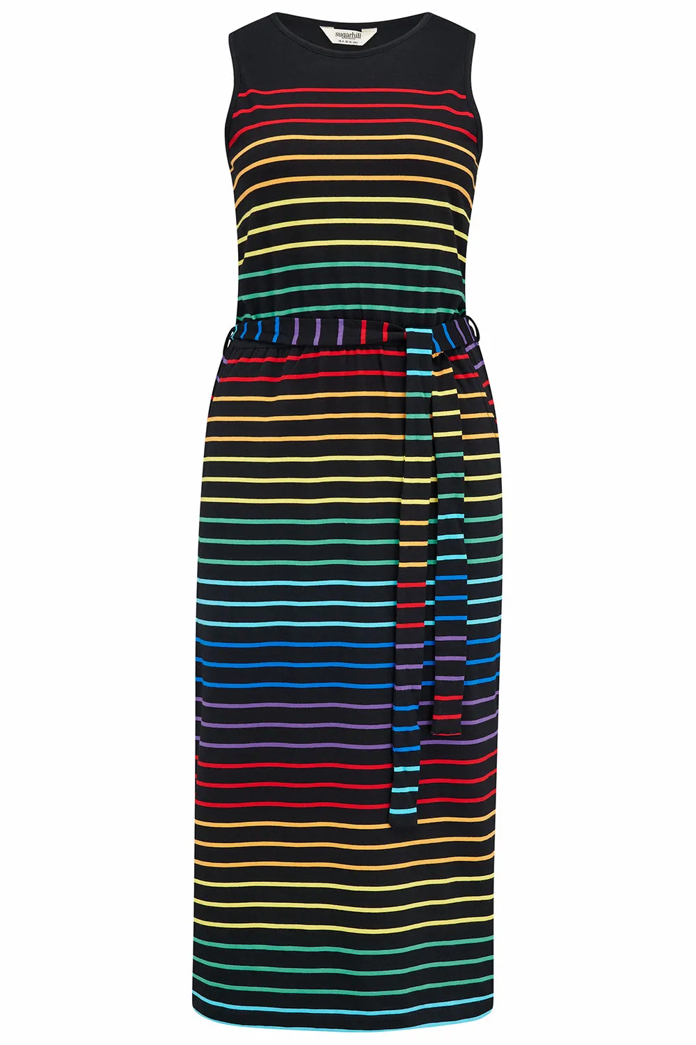 Rory Jersey Midi Dress - Black, Night Rainbow