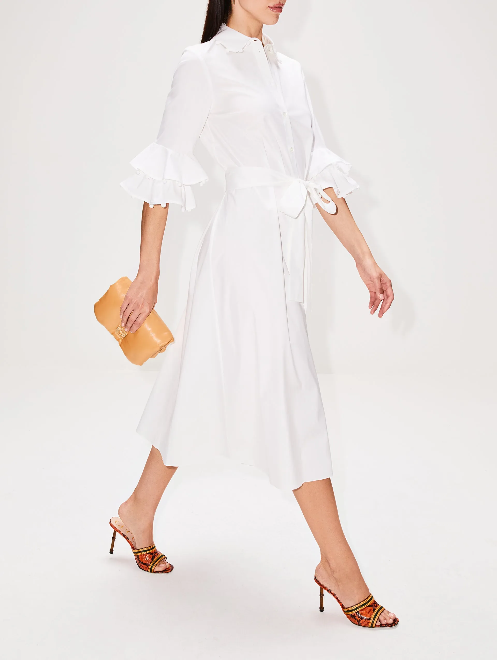 Ruffle Sleeve Shirt Dress