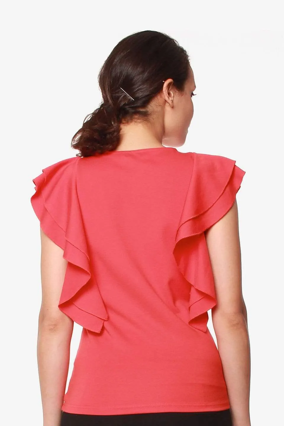 Ruffles Sleeves Crissy Coral Nursing Top