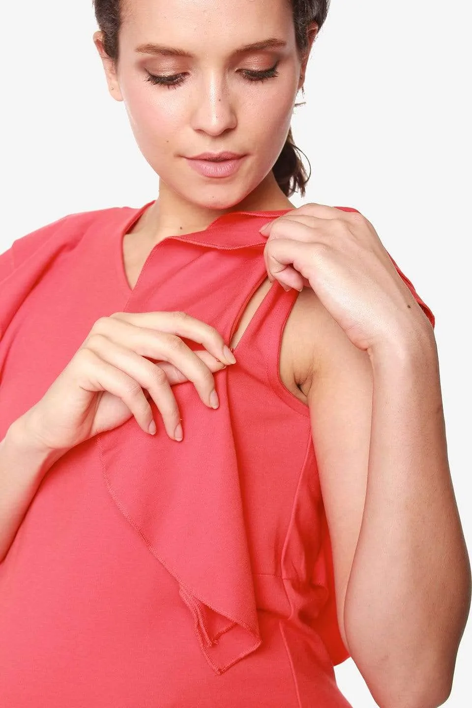 Ruffles Sleeves Crissy Coral Nursing Top