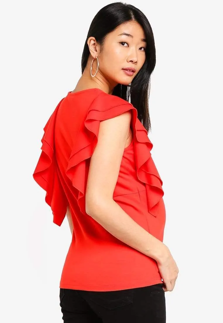 Ruffles Sleeves Crissy Coral Nursing Top