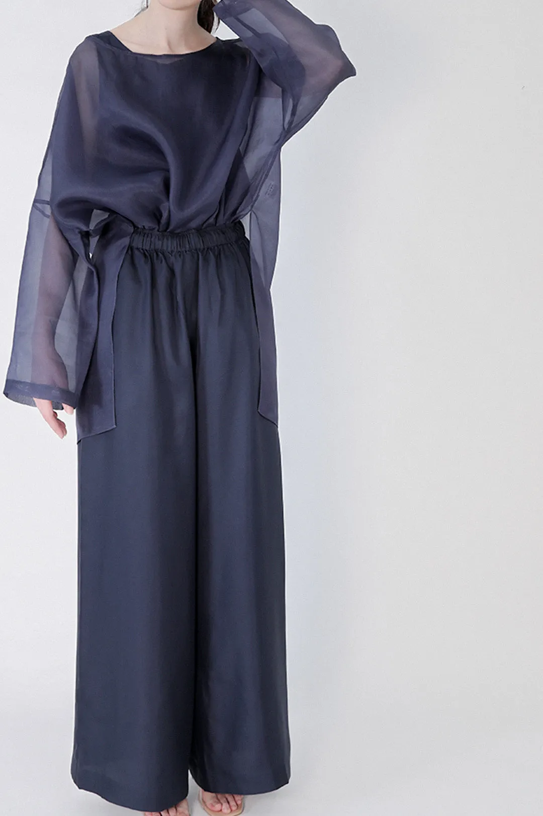 SAMIRA ONE-SIZE TUNIC IN SILK ORGANZA WITH BELT