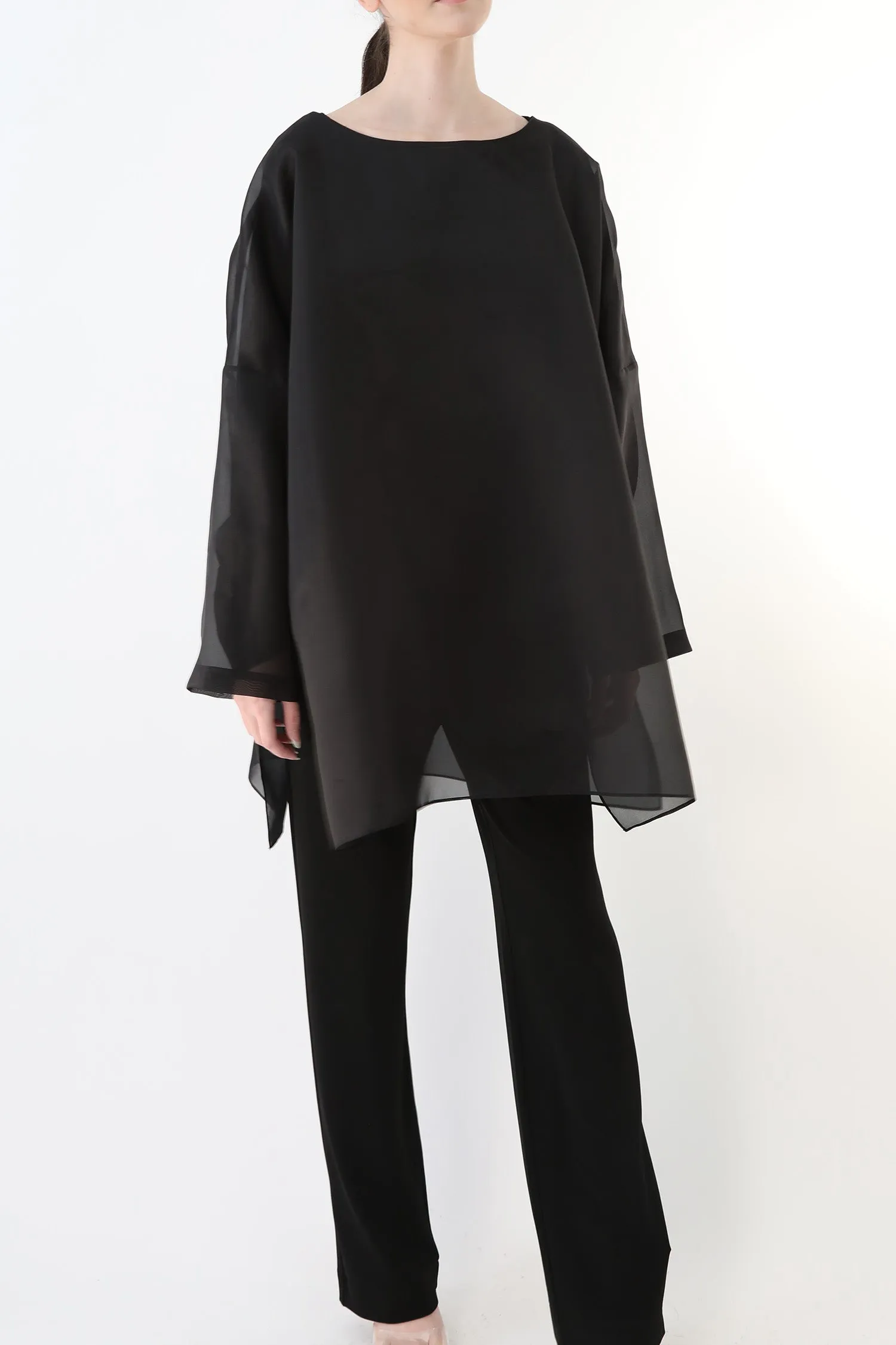 SAMIRA ONE-SIZE TUNIC IN SILK ORGANZA WITH BELT