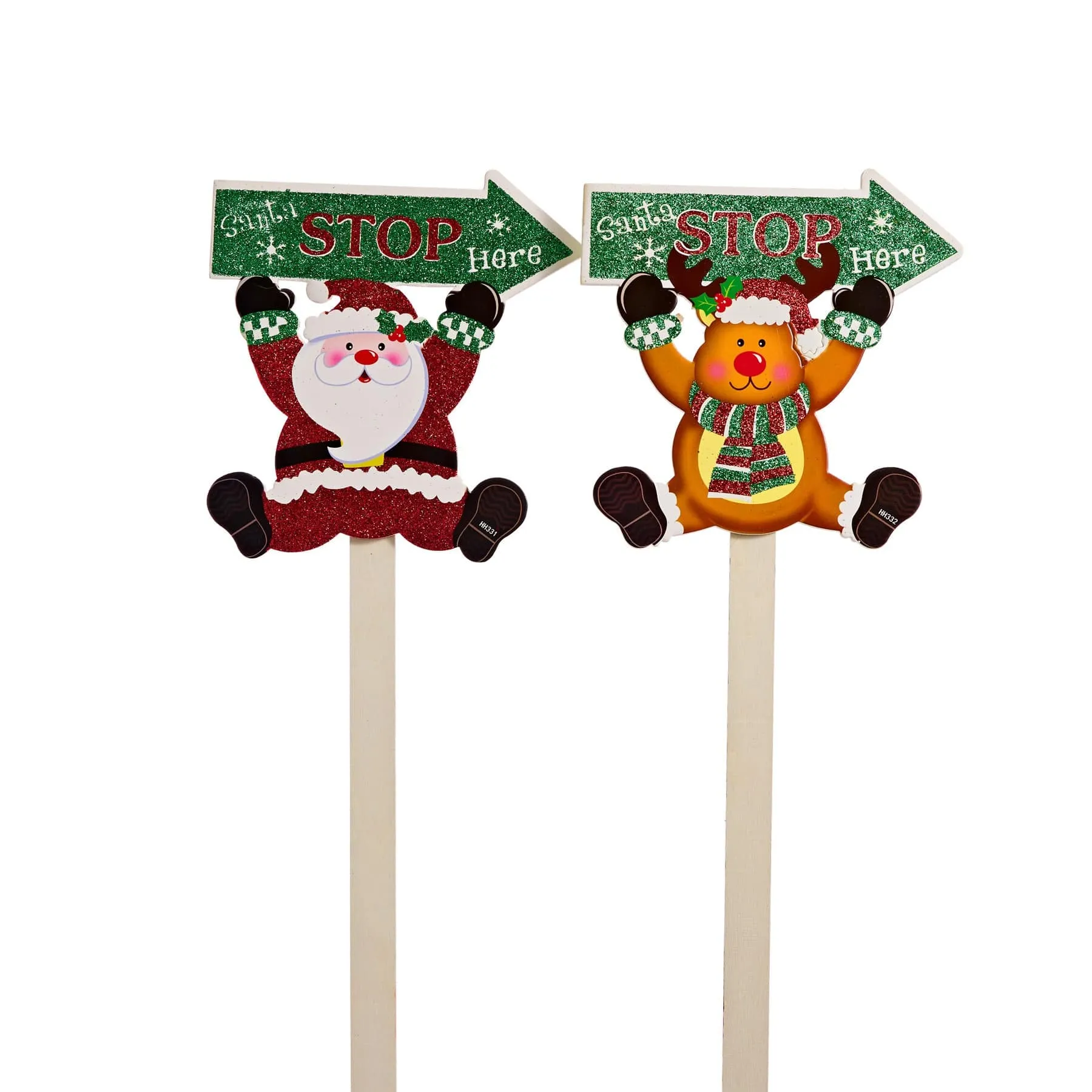 Santa Stops Here Garden Stake Christmas Decoration 2 Asst