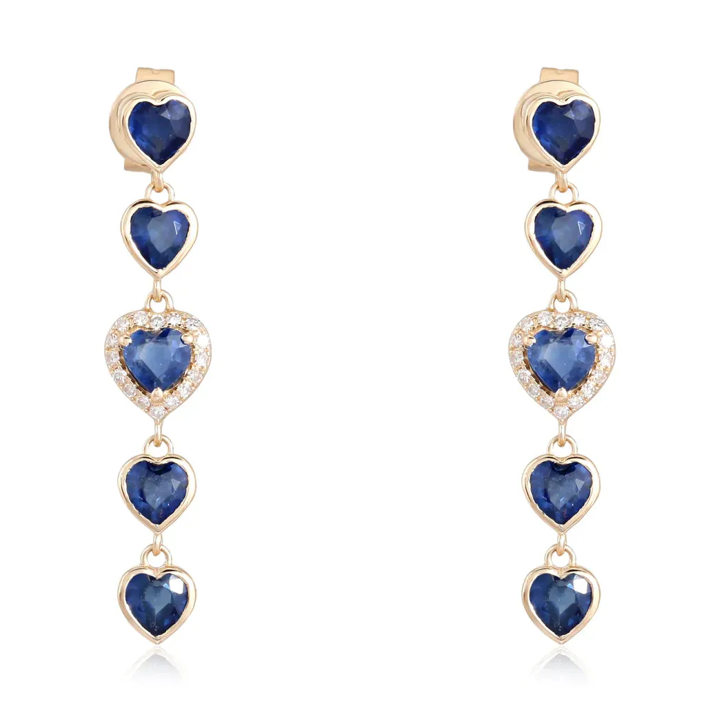 Sapphire Heart Drop Earrings