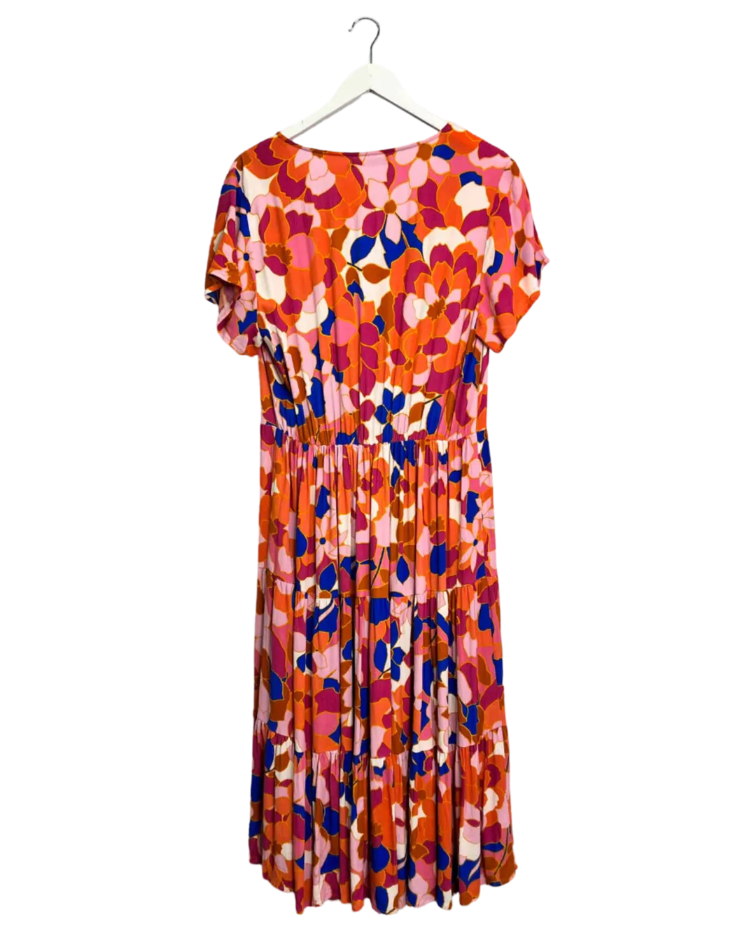 Size 14 - Mister Zimi Pink and Blue Floral Midi Dress