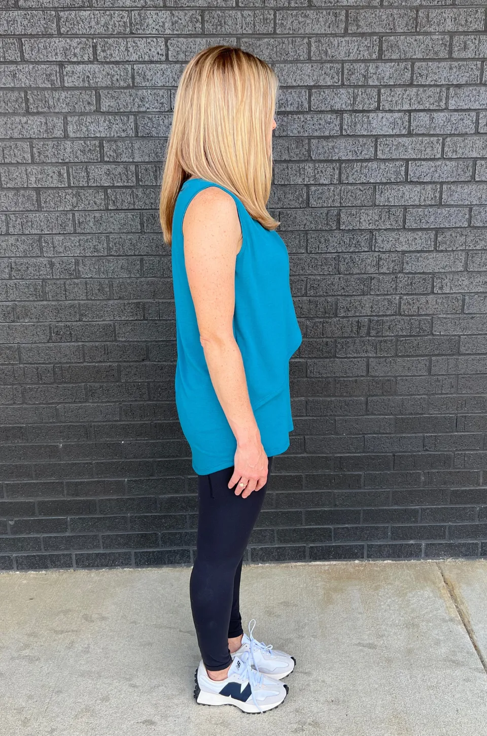 Sleeveless Nursing Tank Top With Asymmetrical Flap - Dark Teal