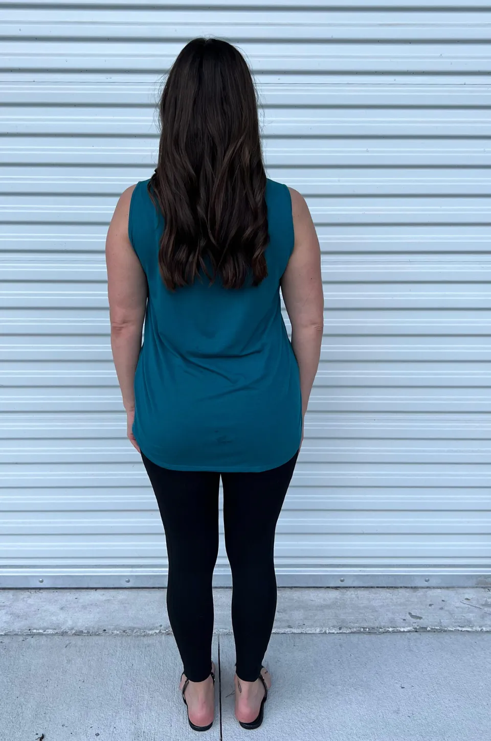 Sleeveless Nursing Tank Top With Asymmetrical Flap - Dark Teal