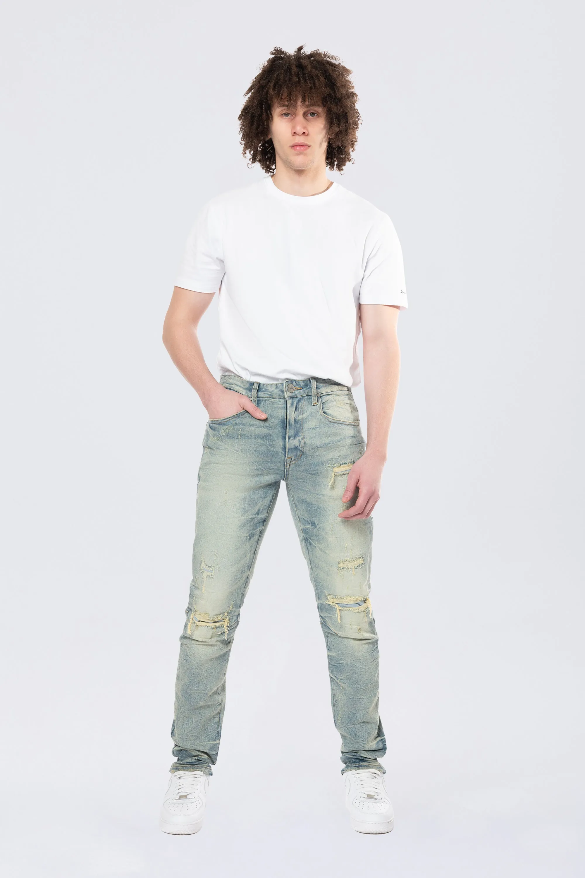 Slim Wave Effect Jeans - Mechanical Blue