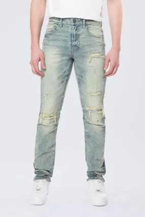 Slim Wave Effect Jeans - Mechanical Blue