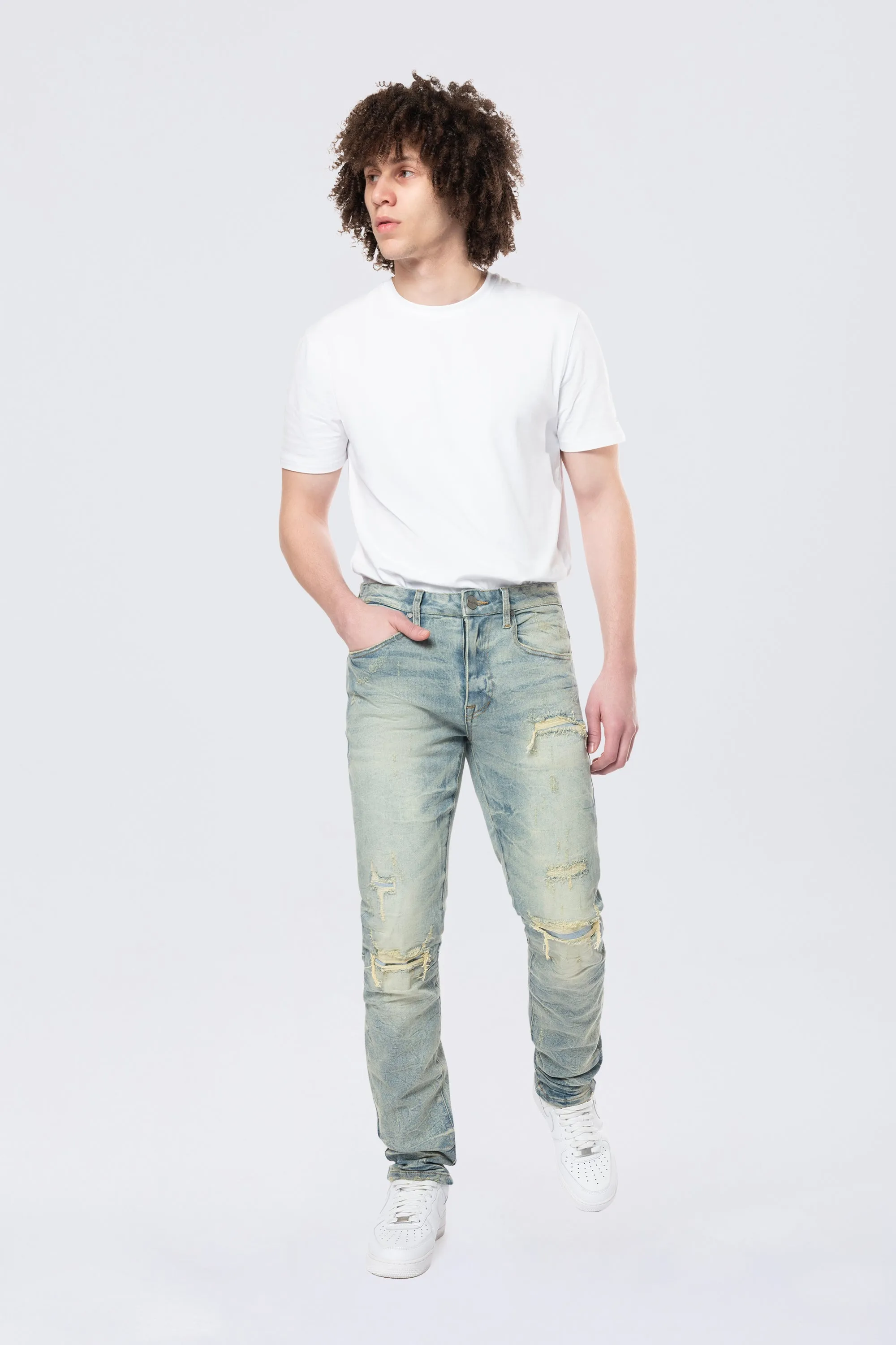 Slim Wave Effect Jeans - Mechanical Blue