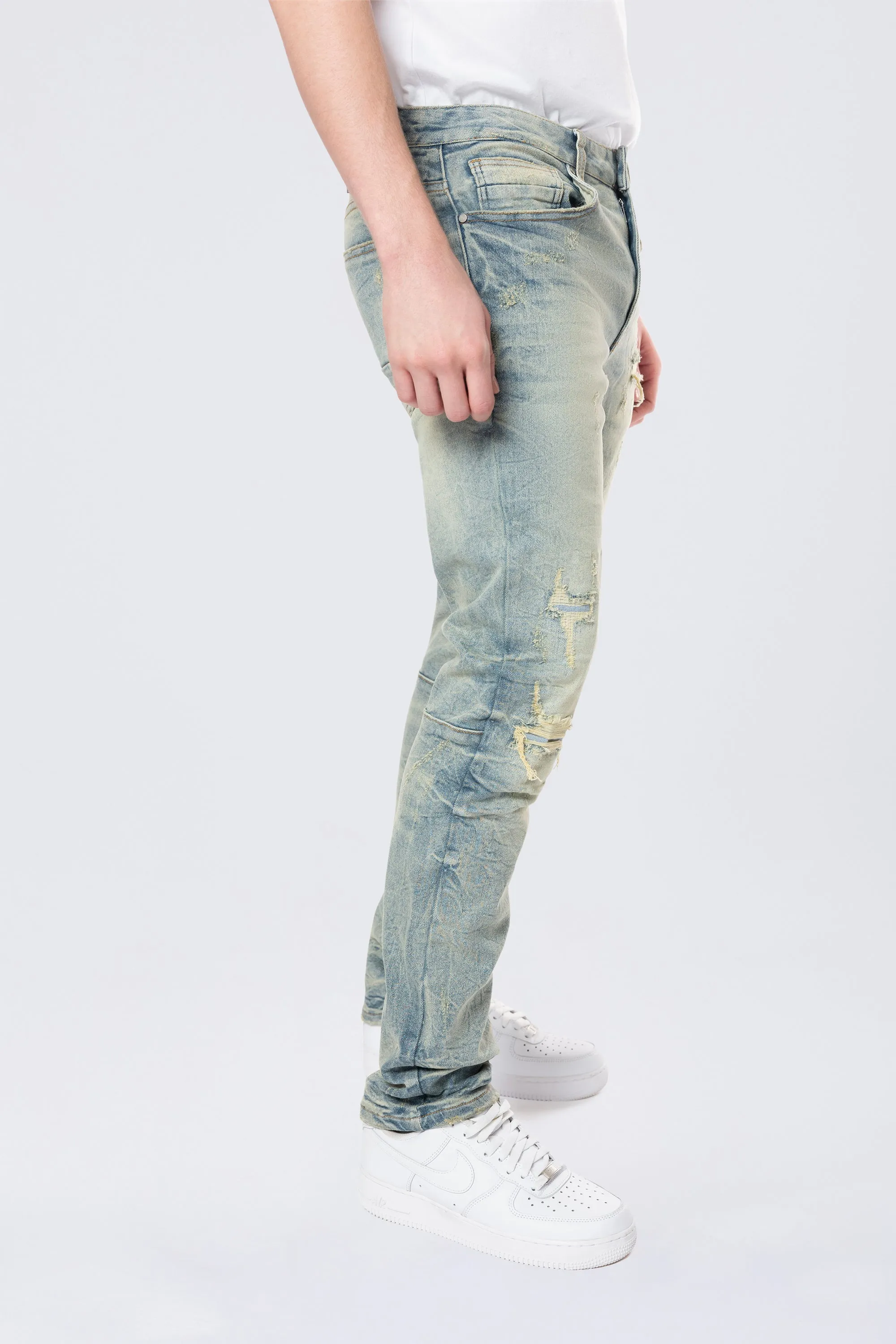 Slim Wave Effect Jeans - Mechanical Blue