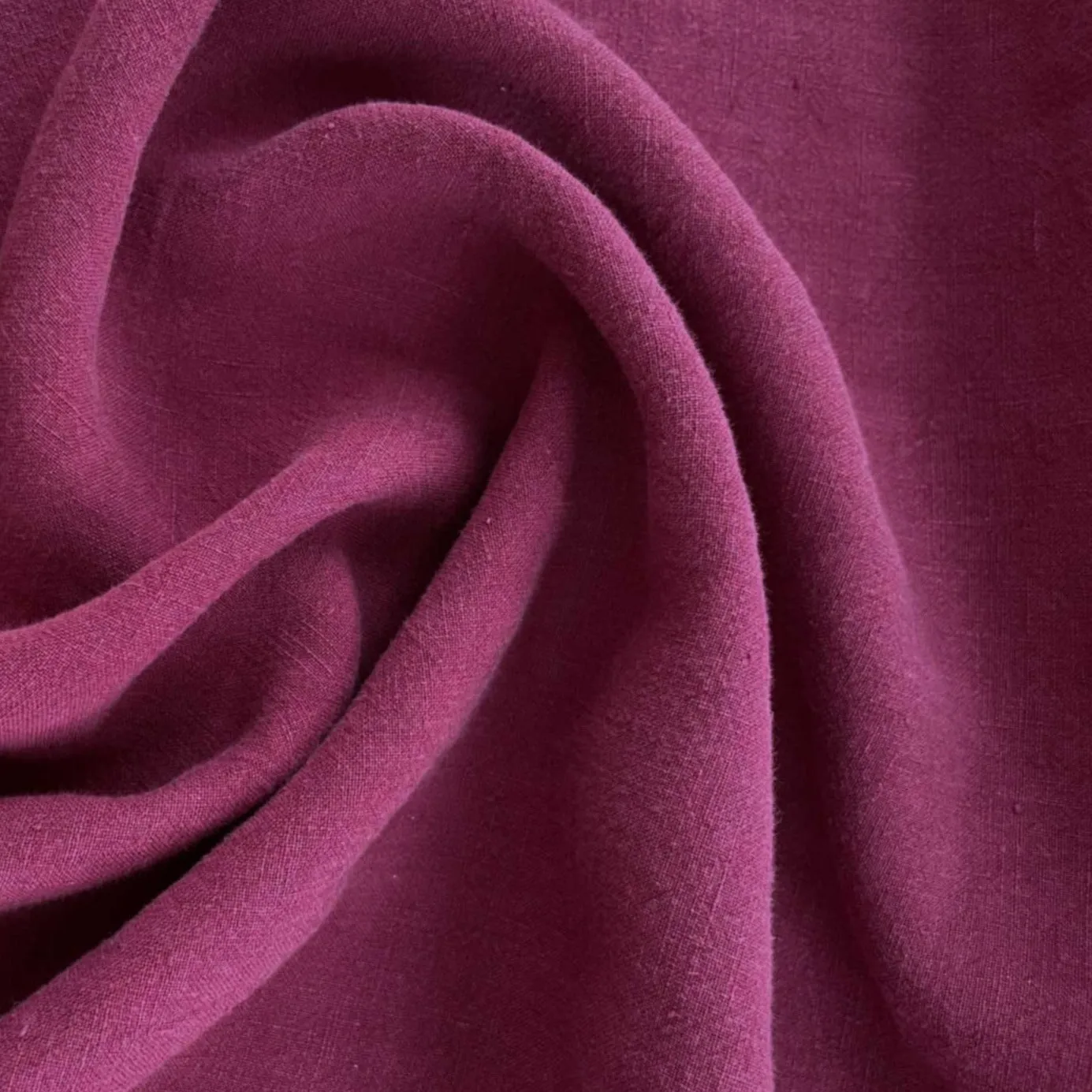 Soft Washed Lightweight Linen Fabric in Raspberry