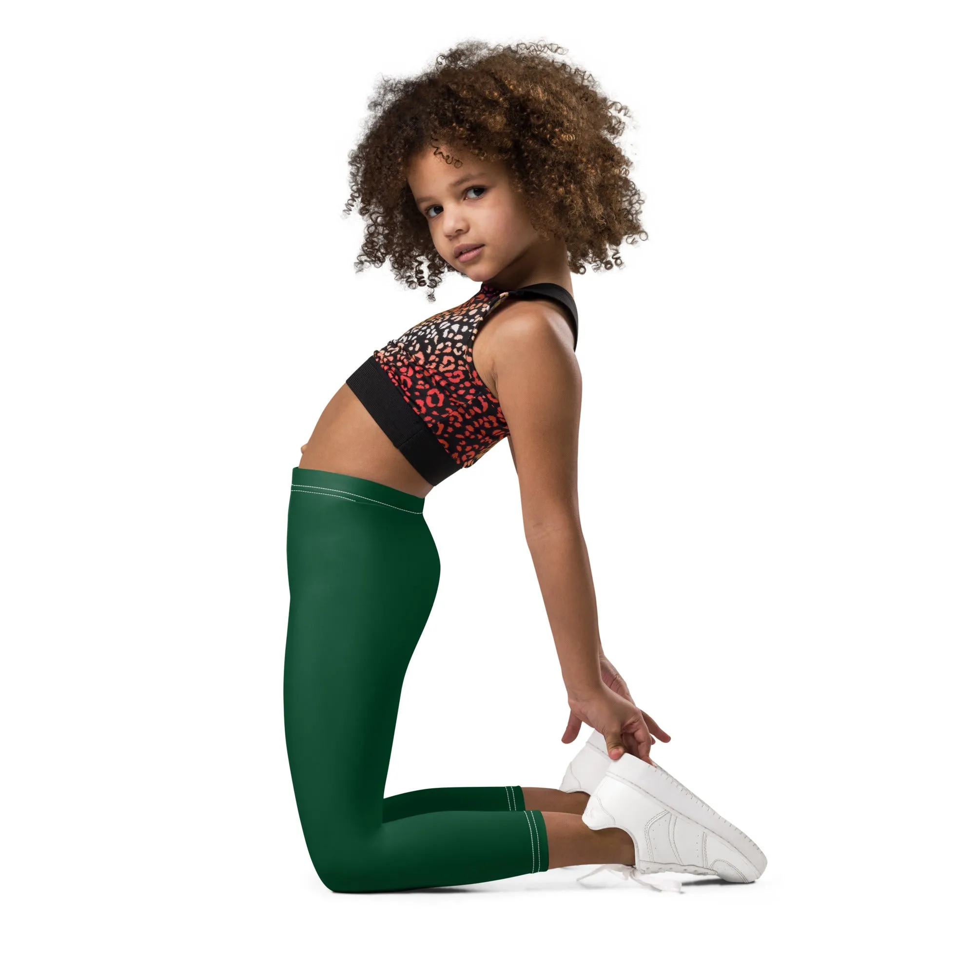 Solid Style: Girls' Active Leggings for Playful Days - Sherwood Forest