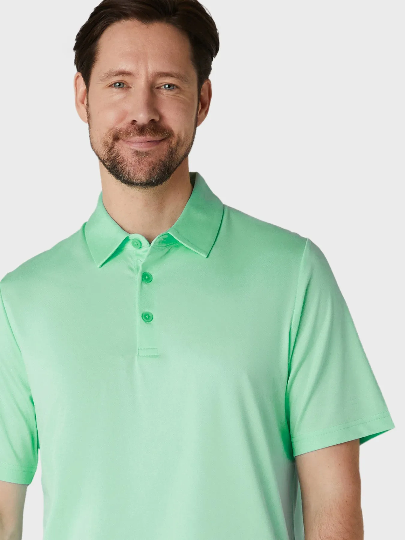 Solid Swing Tech Short Sleeve Golf Polo Shirt In Limpet Shell