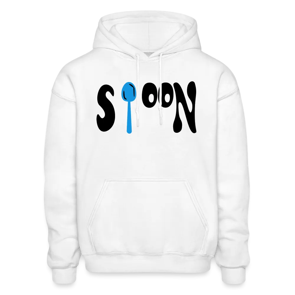 Spoon Never Forks Size L White Hoodie Blue Design