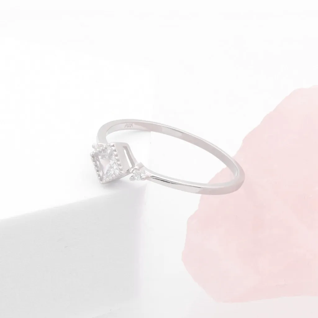 Square CZ Sterling Silver Ring