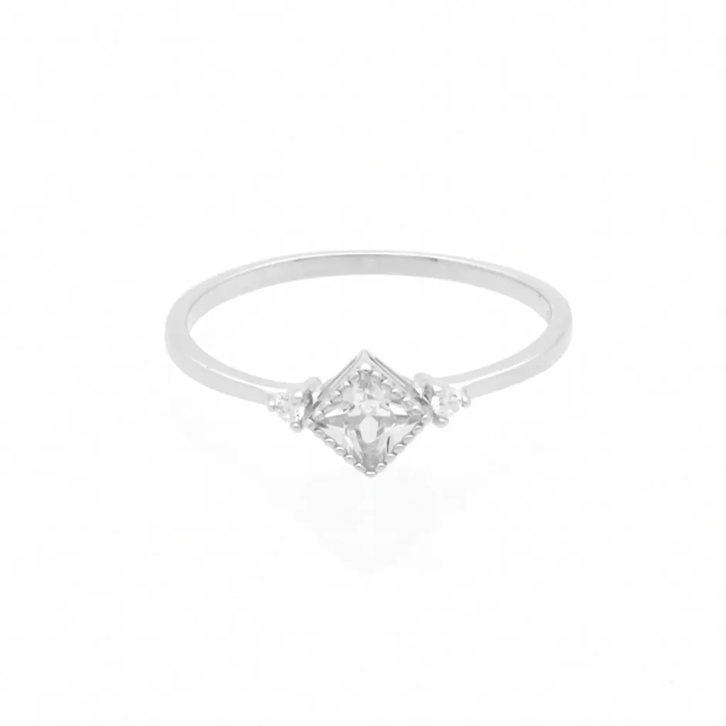 Square CZ Sterling Silver Ring