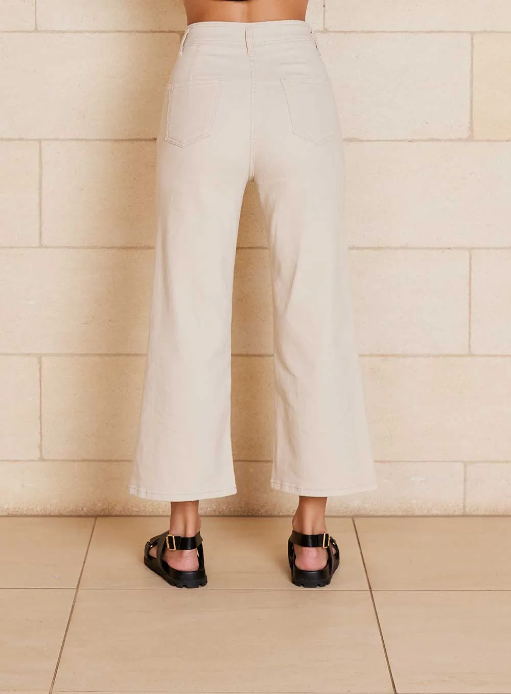 Stassy Wide Leg Pant-OATMEAL