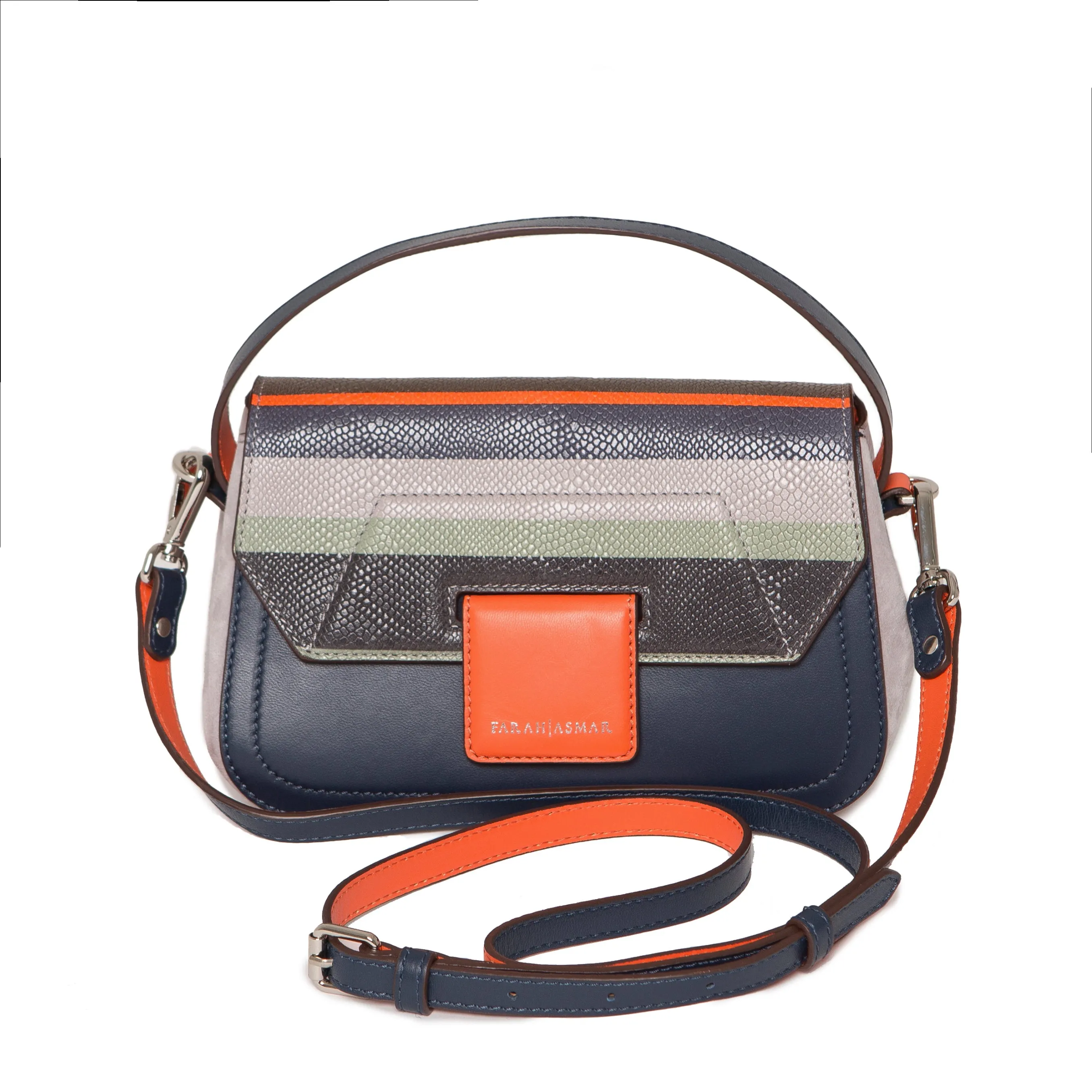 Striped Navy Mira Shoulder Bag