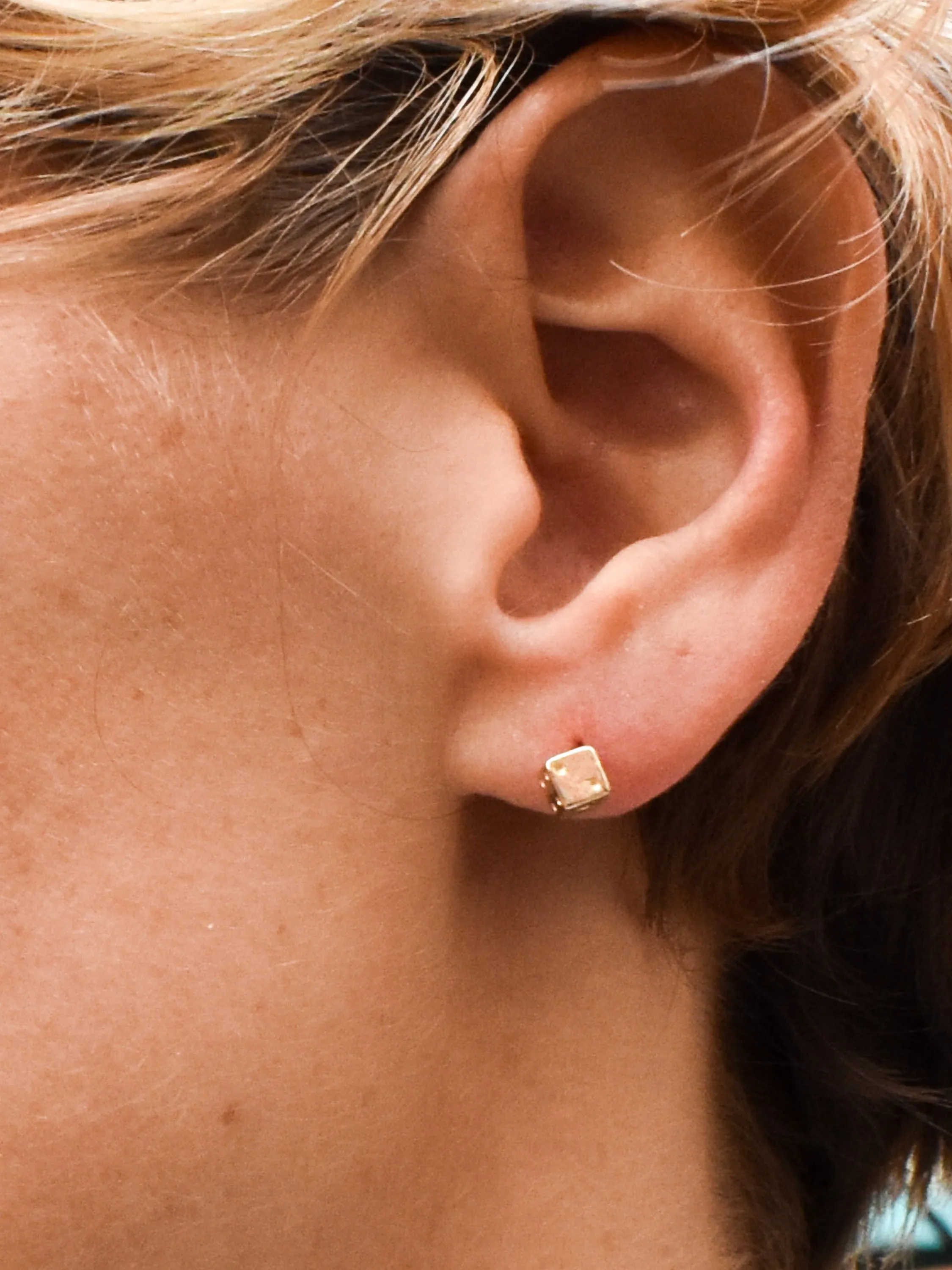 Stud Earring • Dice  14k yellow gold