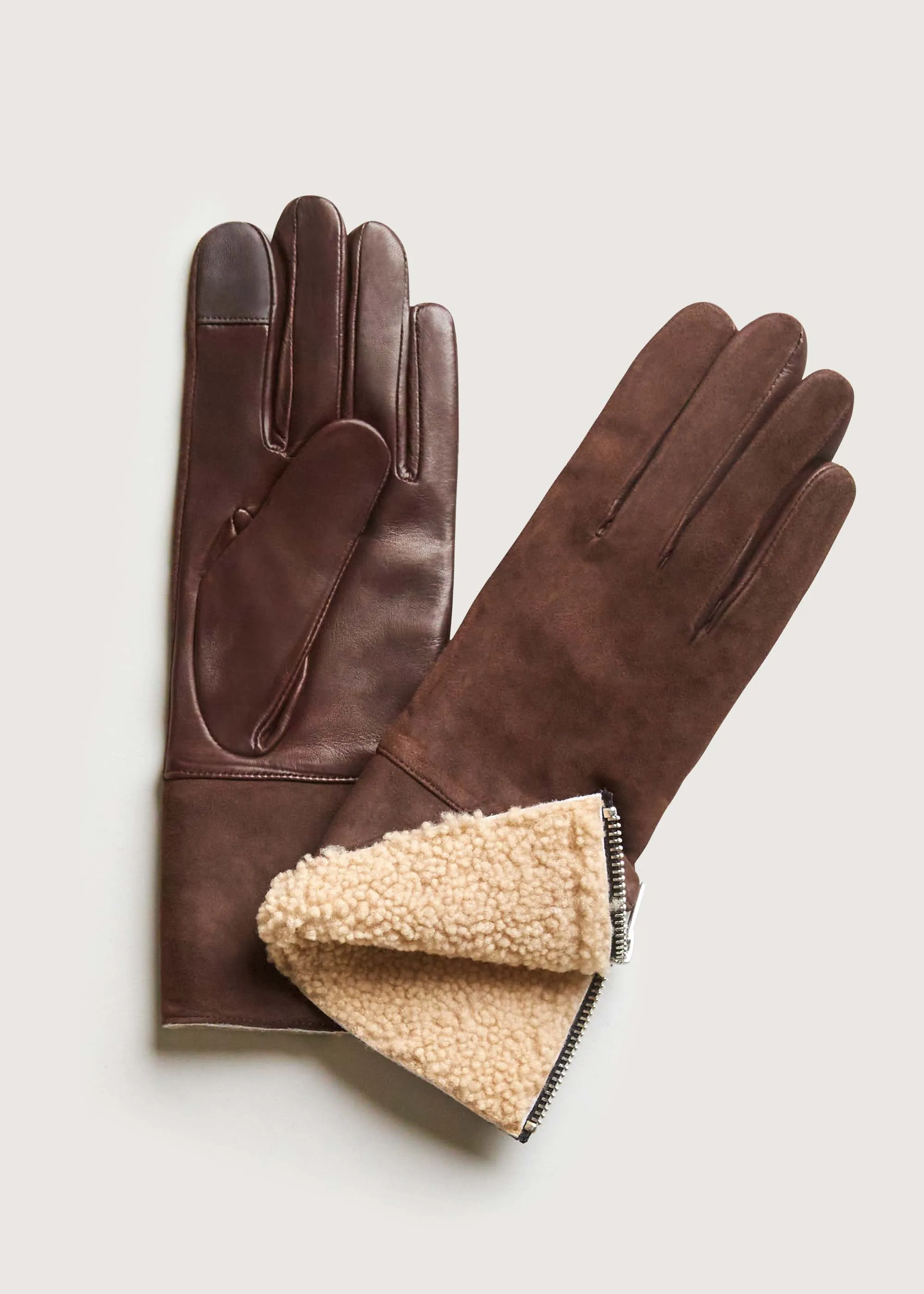 Suede Shearling Gloves