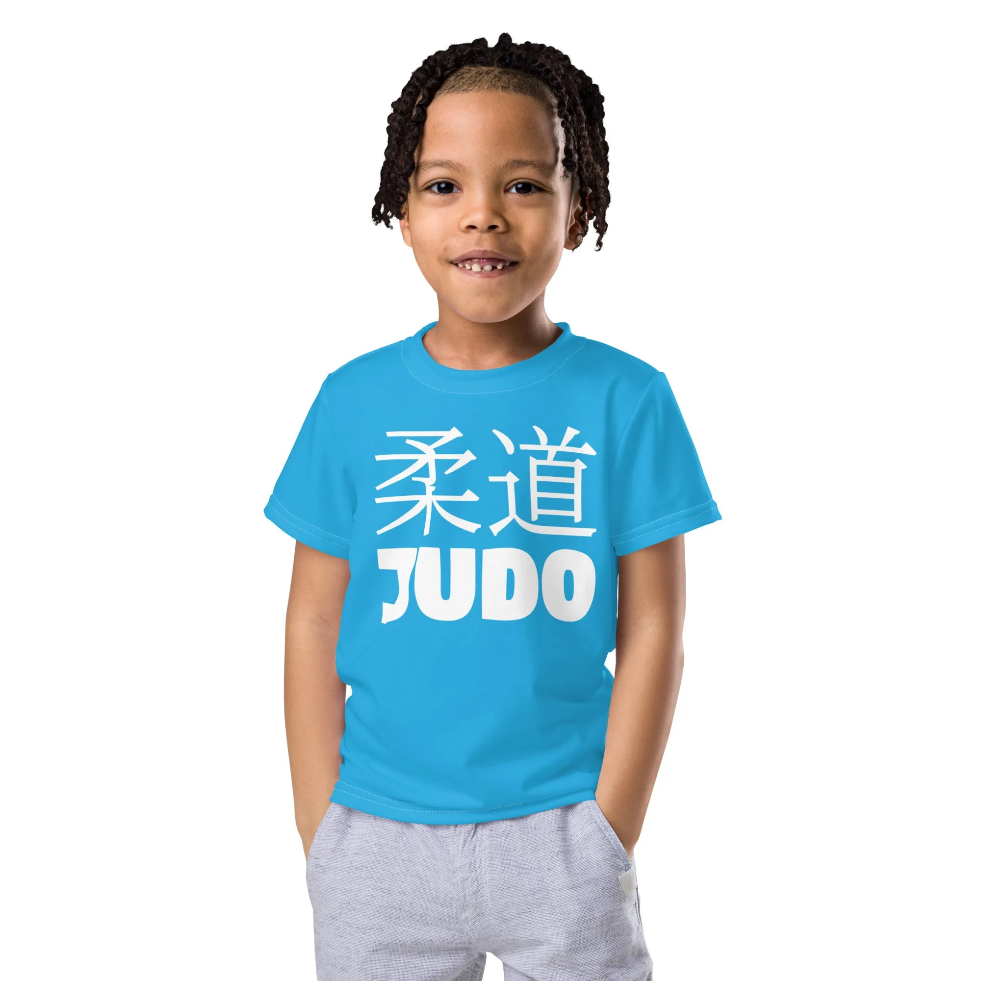 Summer Fun: Boy's Short Sleeve Classic Judo Rash Guard - Cyan