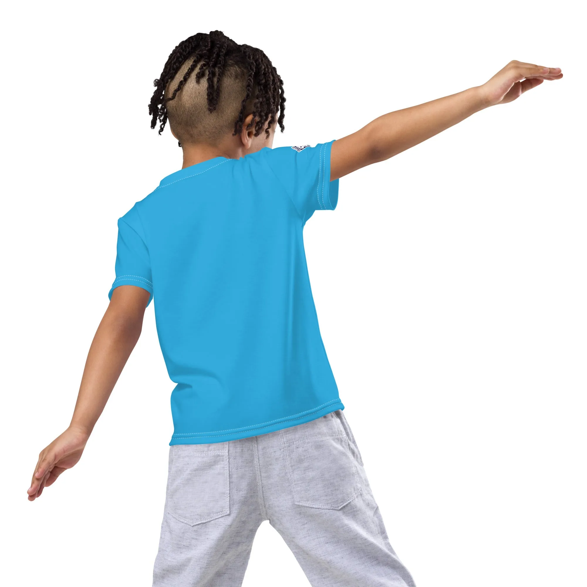 Summer Fun: Boy's Short Sleeve Classic Judo Rash Guard - Cyan