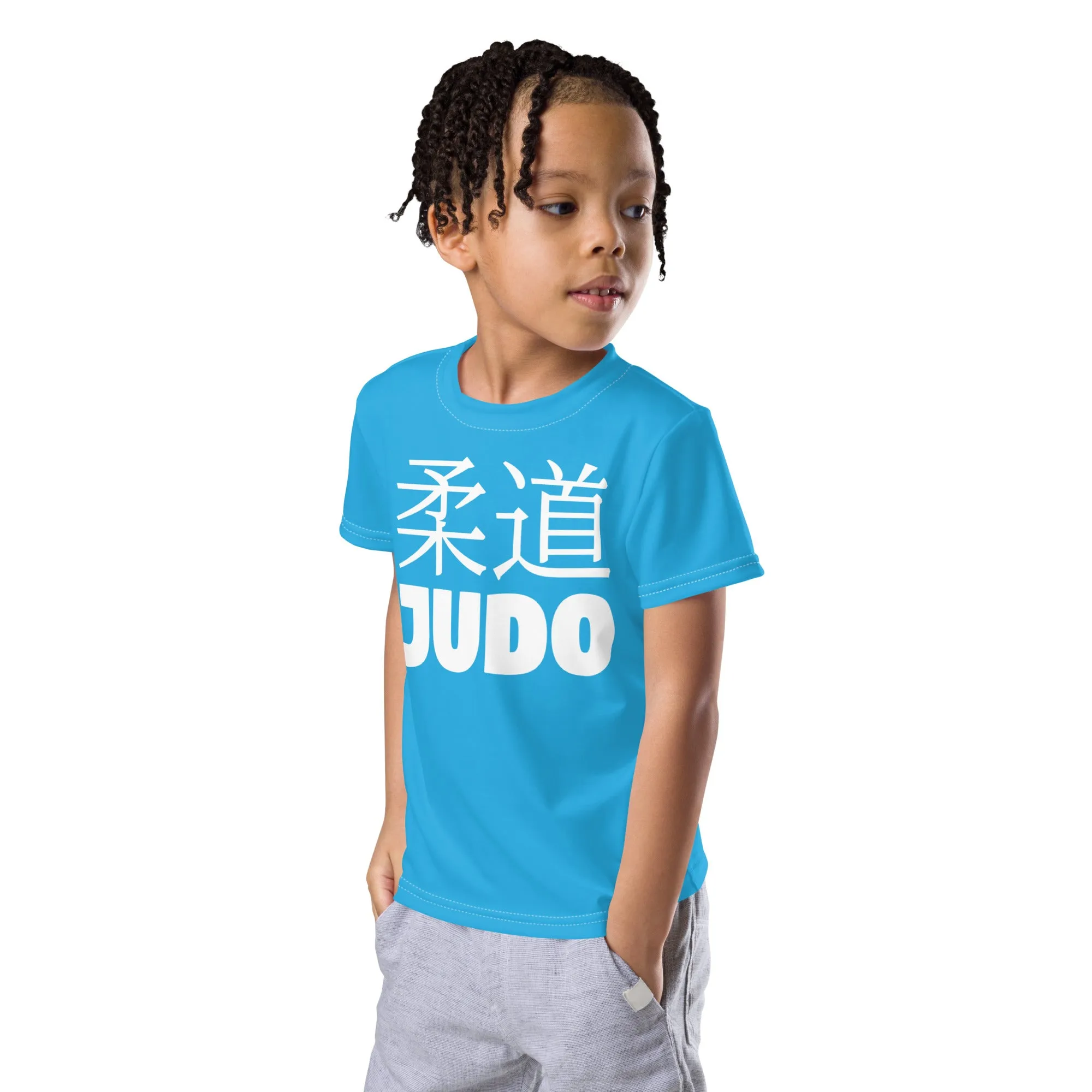 Summer Fun: Boy's Short Sleeve Classic Judo Rash Guard - Cyan