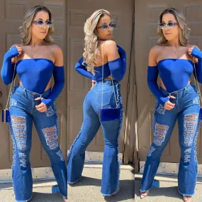 The Arm Connection  Bodysuit (Royal Blue )