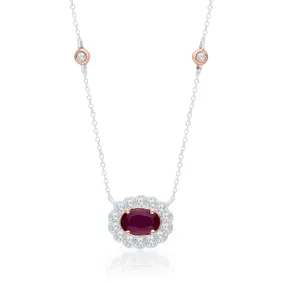 Two Tone Gold Ruby & Diamond Heirloom Necklace