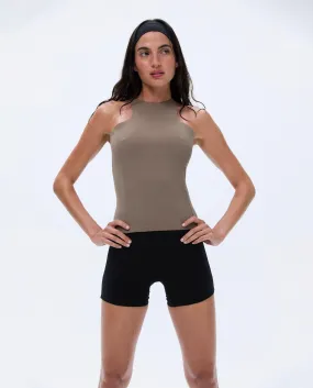 Ultimate Racer Back Longline Top - Cocoa Brown