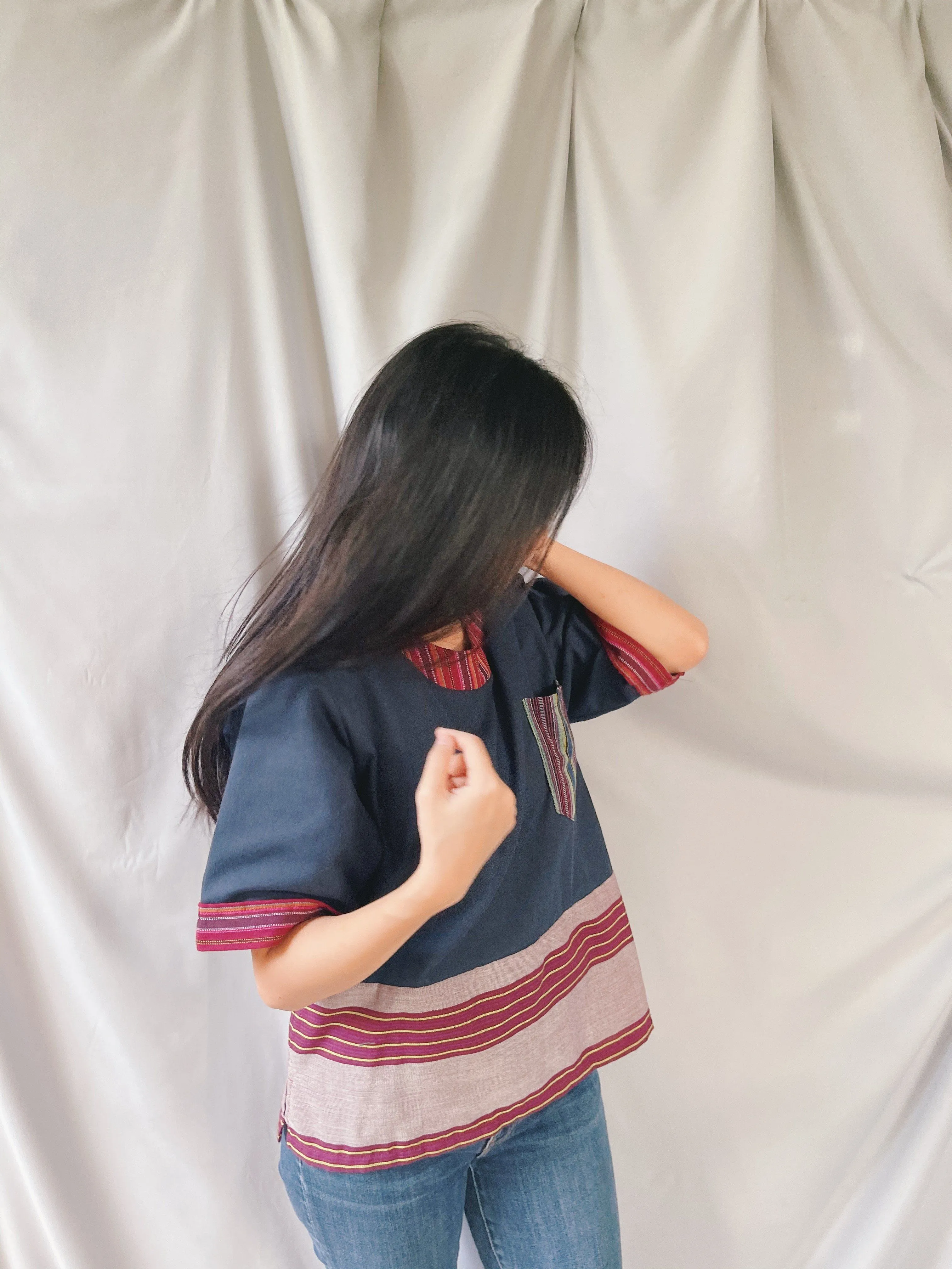 Umaga Blouse in Navy Blue