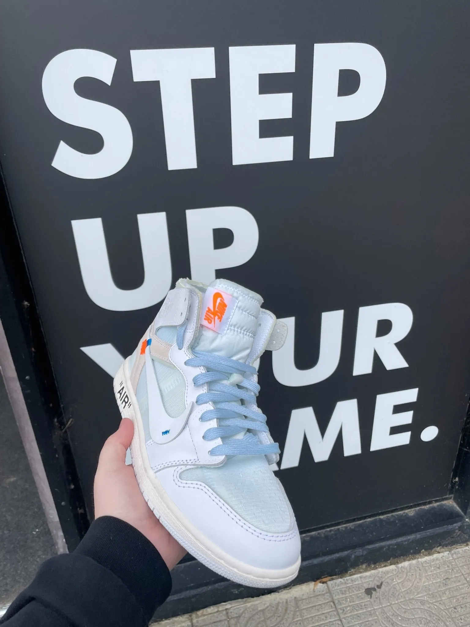 UV Reactive Flat Laces - Off White/Blue