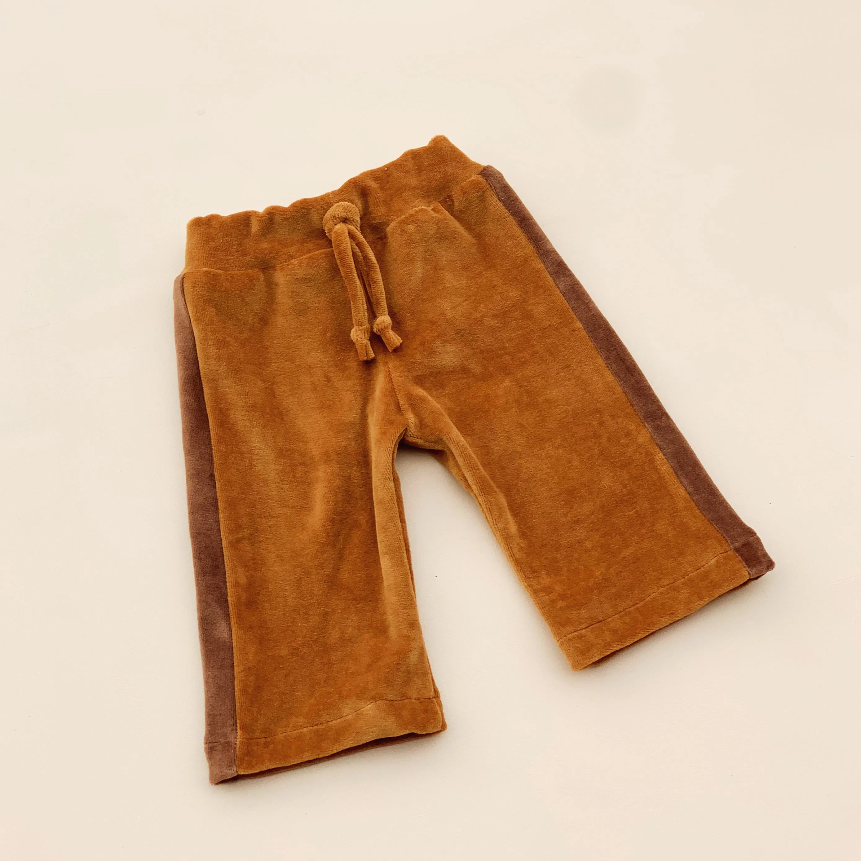 VELOUR wide leg pants - CARAMEL stripe