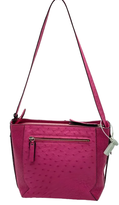 Via Veneta Julie Ostrich Quill Leather Small Elegant HandBag Pink