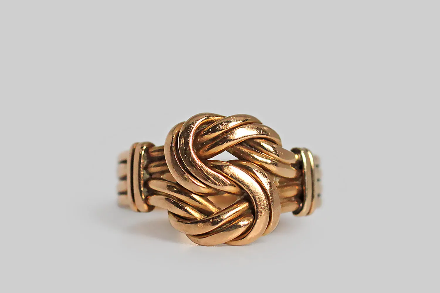 Victorian Era Love Knot Wide Band Ring in 18k Gold