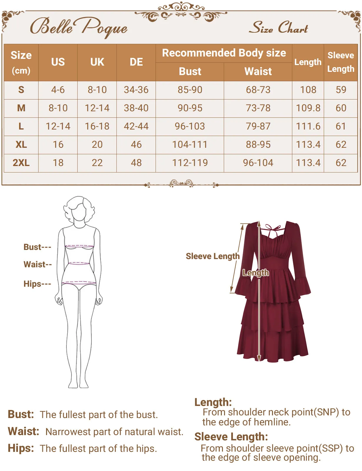 Vintage 3-Layer Cake Dress Long Sleeve Square V-Neck A-Line Midi Dress