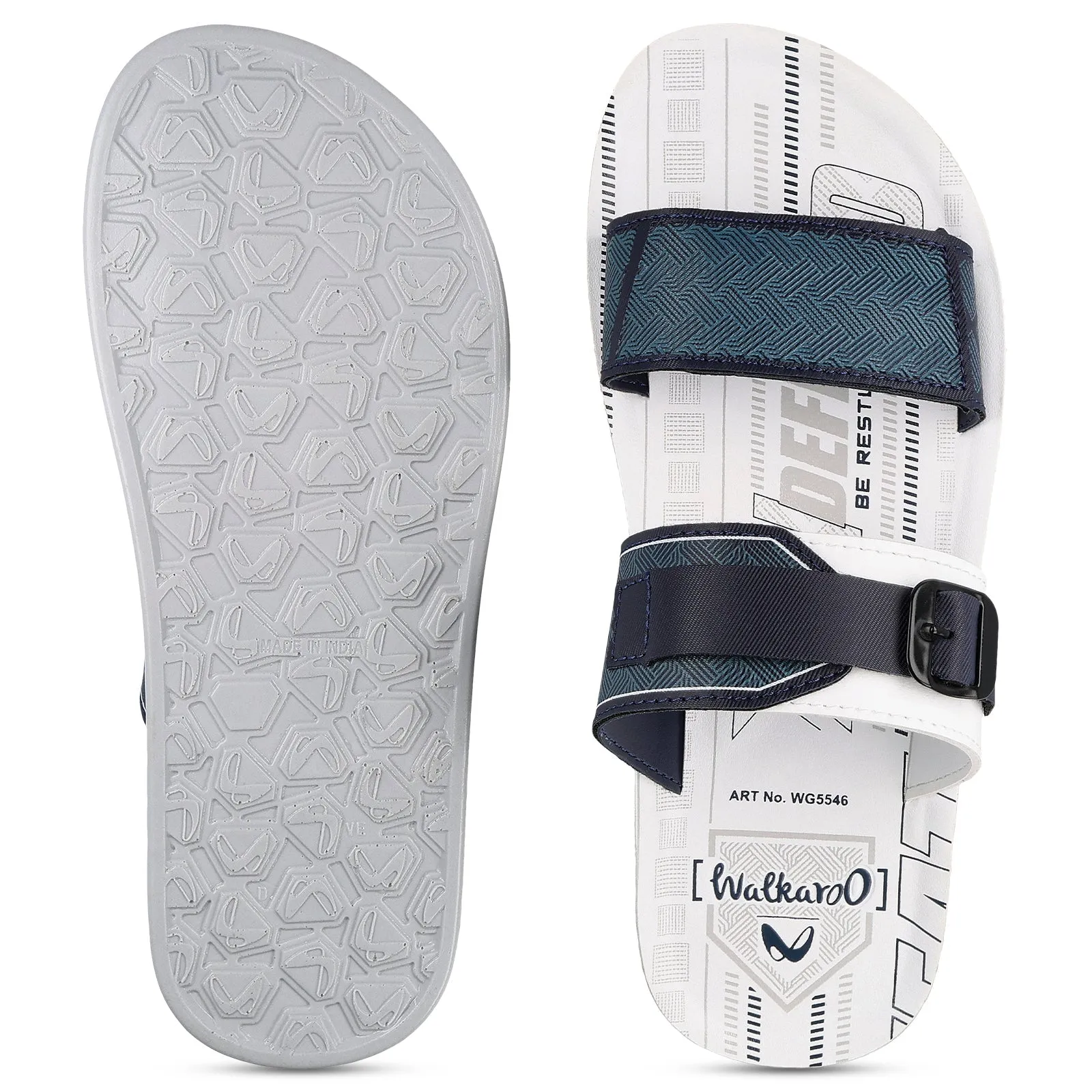 Walkaroo Men Sandal  - WG5546 White Blue